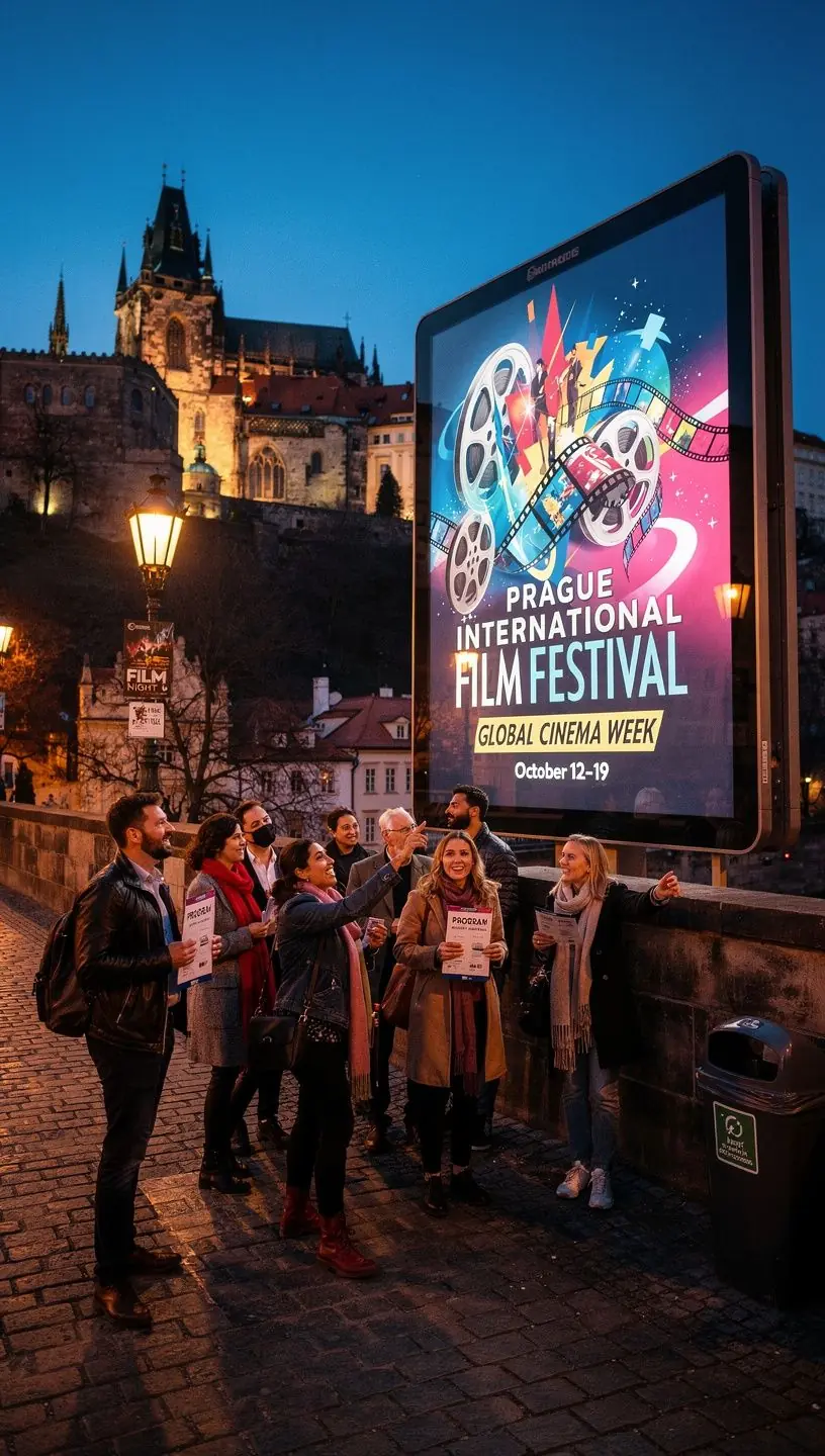 Billboard umГ­stД›nГЅ na stЕ™eЕЎe budovy s vГЅhledem na mД›sto