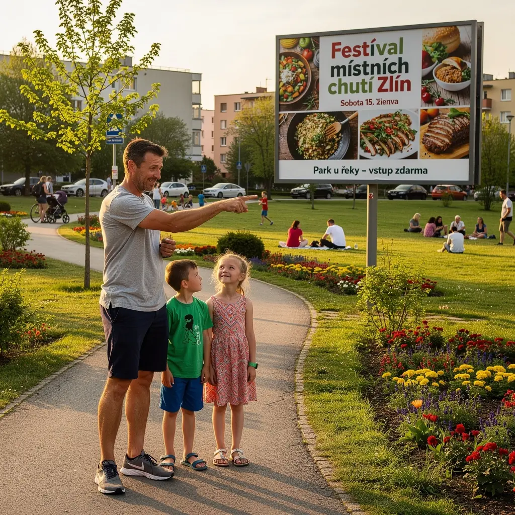 ReklamnГ­ billboard umГ­stД›nГЅ na frekventovanГ© ulici v Praze